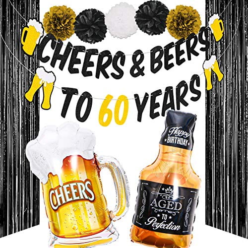 Beer 60th Birthday Banner Party Decoration Backdrop 